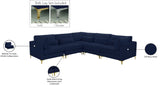 Julia Velvet / Engineered Wood / Metal / Foam Contemporary Navy Velvet Modular Sectional (5 Boxes) - 108.5" W x 112.5" D x 33" H