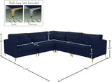 Julia Velvet / Engineered Wood / Metal / Foam Contemporary Navy Velvet Modular Sectional (5 Boxes) - 108.5" W x 112.5" D x 33" H