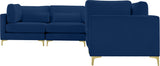 Julia Velvet / Engineered Wood / Metal / Foam Contemporary Navy Velvet Modular Sectional (5 Boxes) - 108.5" W x 112.5" D x 33" H