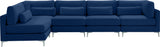 Julia Velvet / Engineered Wood / Metal / Foam Contemporary Navy Velvet Modular Sectional (5 Boxes) - 142" W x 71" D x 33" H"