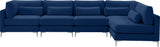 Julia Velvet / Engineered Wood / Metal / Foam Contemporary Navy Velvet Modular Sectional (5 Boxes) - 142" W x 71" D x 33" H"