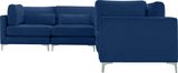 Julia Velvet / Engineered Wood / Metal / Foam Contemporary Navy Velvet Modular Sectional (6 Boxes) - 142" W x 112.5" D x 33" H