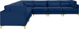 Julia Velvet / Engineered Wood / Metal / Foam Contemporary Navy Velvet Modular Sectional (6 Boxes) - 142" W x 112.5" D x 33" H