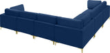 Julia Velvet / Engineered Wood / Metal / Foam Contemporary Navy Velvet Modular Sectional (6 Boxes) - 142" W x 112.5" D x 33" H