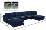 Julia Velvet / Engineered Wood / Metal / Foam Contemporary Navy Velvet Modular Sectional (6 Boxes) - 142" W x 77" D x 33" H