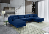 Julia Velvet / Engineered Wood / Metal / Foam Contemporary Navy Velvet Modular Sectional (6 Boxes) - 142" W x 77" D x 33" H