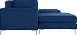 Julia Velvet / Engineered Wood / Metal / Foam Contemporary Navy Velvet Modular Sectional (6 Boxes) - 142" W x 77" D x 33" H