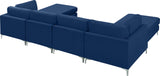 Julia Velvet / Engineered Wood / Metal / Foam Contemporary Navy Velvet Modular Sectional (6 Boxes) - 142" W x 77" D x 33" H