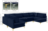 Julia Velvet / Engineered Wood / Metal / Foam Contemporary Navy Velvet Modular Sectional (6 Boxes) - 142" W x 71" D x 33" H