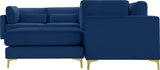 Julia Velvet / Engineered Wood / Metal / Foam Contemporary Navy Velvet Modular Sectional (7 Boxes) - 142" W x 112.5" D x 33" H