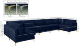 Julia Velvet / Engineered Wood / Metal / Foam Contemporary Navy Velvet Modular Sectional (7 Boxes) - 175.5" W x 71" D x 33" H