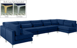 Julia Velvet / Engineered Wood / Metal / Foam Contemporary Navy Velvet Modular Sectional (7 Boxes) - 175.5" W x 71" D x 33" H