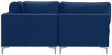 Julia Velvet / Engineered Wood / Metal / Foam Contemporary Navy Velvet Modular Sectional (7 Boxes) - 175.5" W x 71" D x 33" H