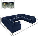 Julia Velvet / Engineered Wood / Metal / Foam Contemporary Navy Velvet Modular Sectional (8 Boxes) - 142" W x 112.5" D x 33" H