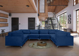 Julia Velvet / Engineered Wood / Metal / Foam Contemporary Navy Velvet Modular Sectional (8 Boxes) - 142" W x 112.5" D x 33" H