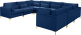 Julia Velvet / Engineered Wood / Metal / Foam Contemporary Navy Velvet Modular Sectional (8 Boxes) - 142" W x 112.5" D x 33" H