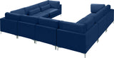 Julia Velvet / Engineered Wood / Metal / Foam Contemporary Navy Velvet Modular Sectional (8 Boxes) - 142" W x 112.5" D x 33" H