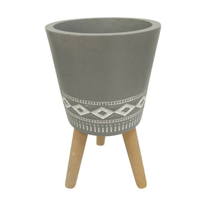 Sagebrook Home Contemporary 16" Diamond Planter W/ Wood Legs, Gray (kd) 15020-05 Gray Magnesia