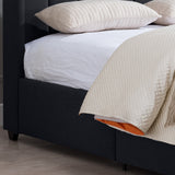 Antoinette Fully-Upholstered Bed Frame - Queen-Size - Traditional - Black Noble House