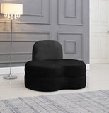 Mitzy Velvet / Engineered Wood / Foam Contemporary Black Velvet Chair - 44" W x 31.5" D x 32" H