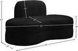 Mitzy Velvet / Engineered Wood / Foam Contemporary Black Velvet Loveseat - 62" W x 34" D x 32" H