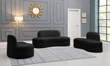 Mitzy Velvet / Engineered Wood / Foam Contemporary Black Velvet Loveseat - 62" W x 34" D x 32" H