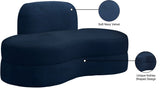 Mitzy Velvet / Engineered Wood / Foam Contemporary Navy Velvet Loveseat - 62" W x 34" D x 32" H