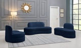 Mitzy Velvet / Engineered Wood / Foam Contemporary Navy Velvet Loveseat - 62" W x 34" D x 32" H