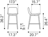 English Elm EE2640 100% Polyurethane, Plywood, Steel Modern Commercial Grade Counter Chair Set - Set of 2 White, Dark Gray 100% Polyurethane, Plywood, Steel