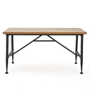 Noble House Eleanora Industrial Antique Finished Acacia Wood Coffee Table with Black Iron Accents