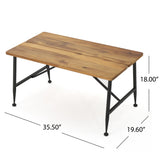 Noble House Eleanora Industrial Antique Finished Acacia Wood Coffee Table with Black Iron Accents