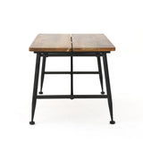 Noble House Eleanora Industrial Antique Finished Acacia Wood Coffee Table with Black Iron Accents