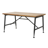 Noble House Eleanora Industrial Antique Finished Acacia Wood Coffee Table with Black Iron Accents