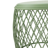 Noble House Bryony Indoor 19 Inch Diameter Lattice Matte Green Iron Side Table