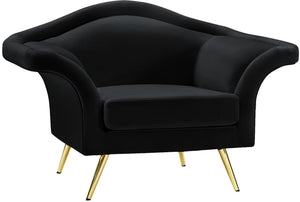 Lips Velvet / Engineered Wood / Metal / Foam Contemporary Black Velvet Chair - 53" W x 34" D x 35" H