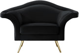 Lips Velvet / Engineered Wood / Metal / Foam Contemporary Black Velvet Chair - 53" W x 34" D x 35" H