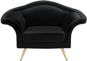 Lips Velvet / Engineered Wood / Metal / Foam Contemporary Black Velvet Chair - 53" W x 34" D x 35" H