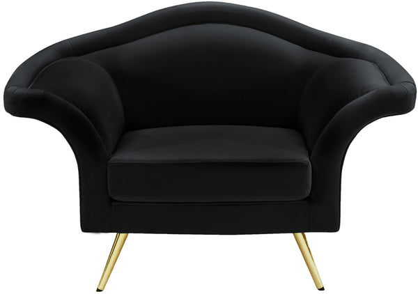 Lips Velvet / Engineered Wood / Metal / Foam Contemporary Black Velvet Chair - 53" W x 34" D x 35" H
