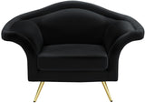 Lips Velvet / Engineered Wood / Metal / Foam Contemporary Black Velvet Chair - 53" W x 34" D x 35" H