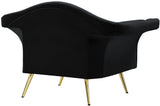 Lips Velvet / Engineered Wood / Metal / Foam Contemporary Black Velvet Chair - 53" W x 34" D x 35" H