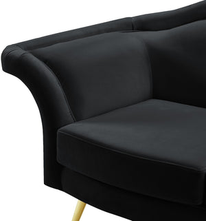 Lips Velvet / Engineered Wood / Metal / Foam Contemporary Black Velvet Chair - 53" W x 34" D x 35" H