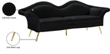 Lips Velvet / Engineered Wood / Metal / Foam Contemporary Black Velvet Sofa - 98" W x 34" D x 35.5" H