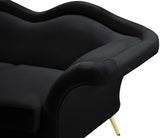 Lips Velvet / Engineered Wood / Metal / Foam Contemporary Black Velvet Sofa - 98" W x 34" D x 35.5" H