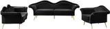 Lips Velvet / Engineered Wood / Metal / Foam Contemporary Black Velvet Sofa - 98" W x 34" D x 35.5" H