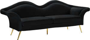 Lips Velvet / Engineered Wood / Metal / Foam Contemporary Black Velvet Sofa - 98" W x 34" D x 35.5" H