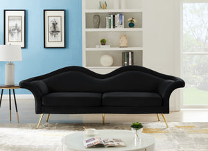 Lips Velvet / Engineered Wood / Metal / Foam Contemporary Black Velvet Sofa - 98" W x 34" D x 35.5" H