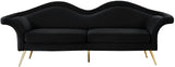 Lips Velvet / Engineered Wood / Metal / Foam Contemporary Black Velvet Sofa - 98" W x 34" D x 35.5" H