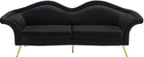 Lips Velvet / Engineered Wood / Metal / Foam Contemporary Black Velvet Sofa - 98" W x 34" D x 35.5" H