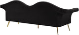 Lips Velvet / Engineered Wood / Metal / Foam Contemporary Black Velvet Sofa - 98" W x 34" D x 35.5" H