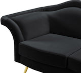 Lips Velvet / Engineered Wood / Metal / Foam Contemporary Black Velvet Sofa - 98" W x 34" D x 35.5" H